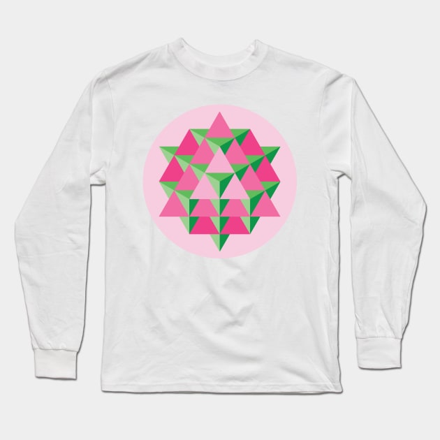 64 Tetrahedron Grid Long Sleeve T-Shirt by GalacticMantra